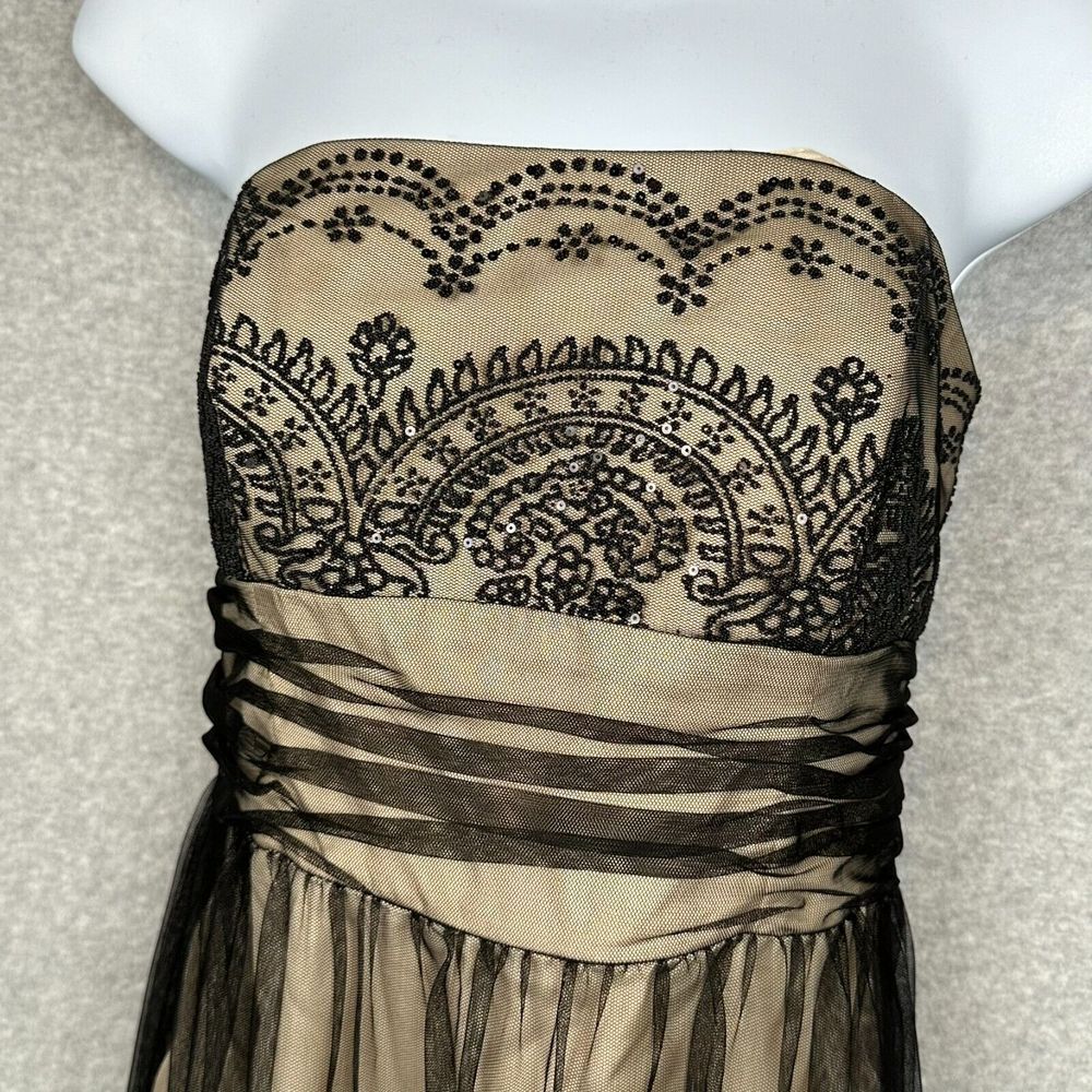Davids Bridal Strapless Dress Size 8 A-Line Cocktail Beaded Black Tulle Empire - Picture 2 of 16